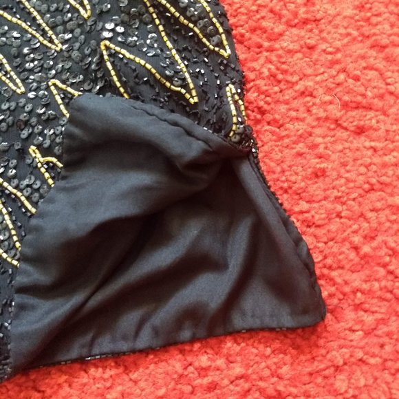 vintage 80s NWOT short sleeve sequin beads zigzag top - Picture 8 of 12